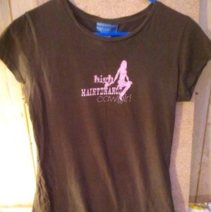 Wrangler High Maintenance Cowgirl Brown T-shirt Sm